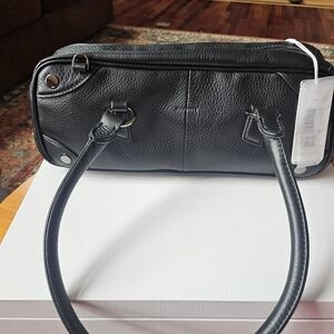 Black Leather Top-Handle Women's Satchel - Classic Everyday Bag